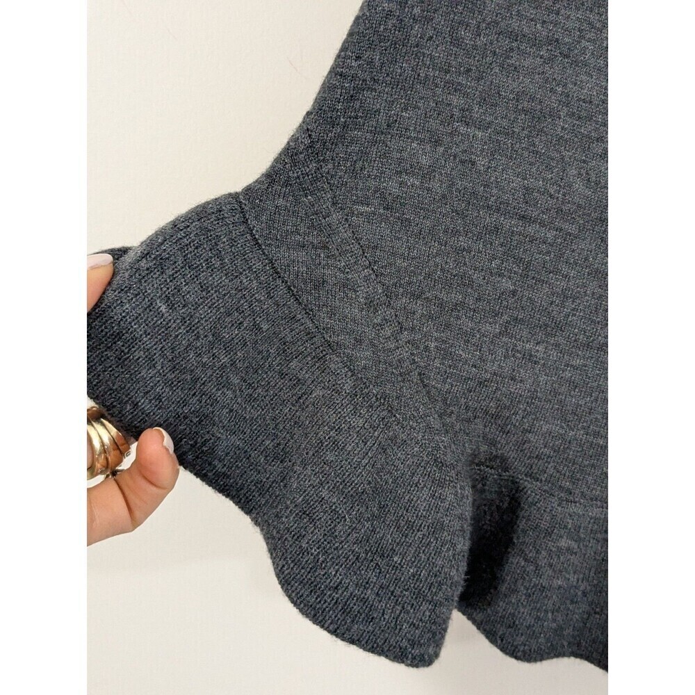 Lord & Taylor Extra Fine Merino Wool Sweater Ruffle Hem Slate Gray Romantic XS - Picture 5 of 9